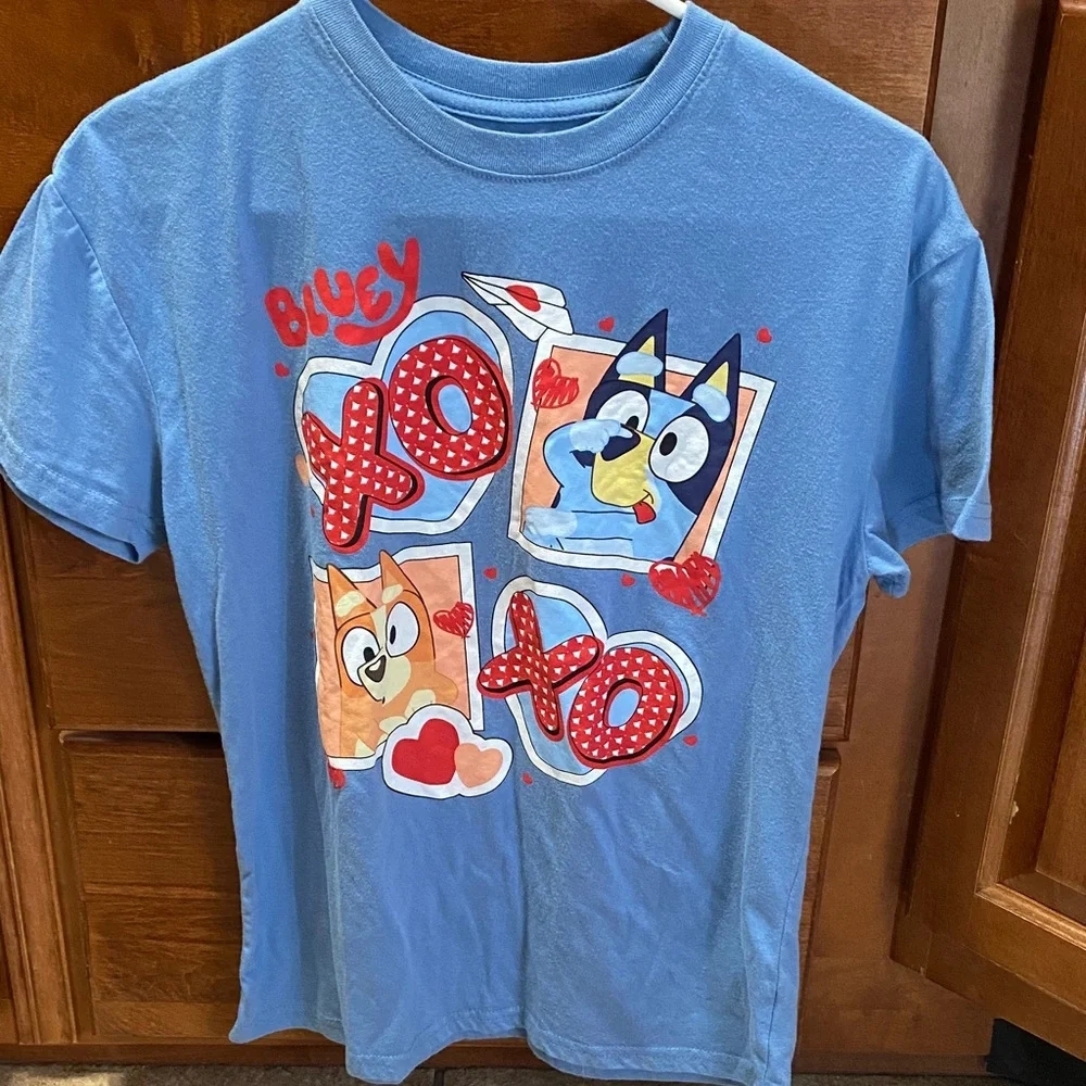 Kids Bluey Short Sleeve XXL T-Shirt - Blue Summer Casual Animated